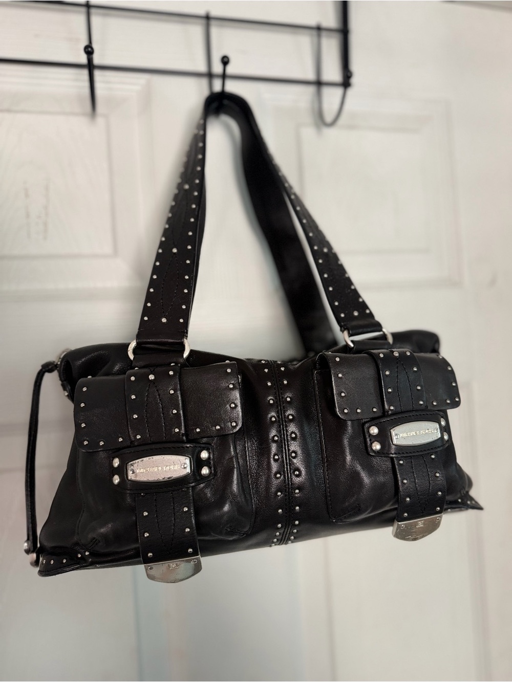 Michael Kors | Black Studded Leather Shoulder Bag
